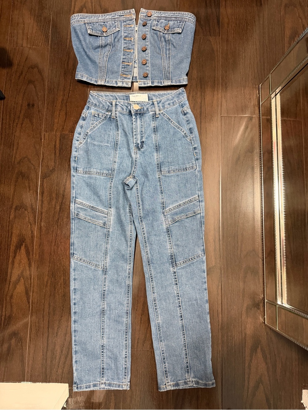 Light Blue Denim High-Rise Jeans set - Women's